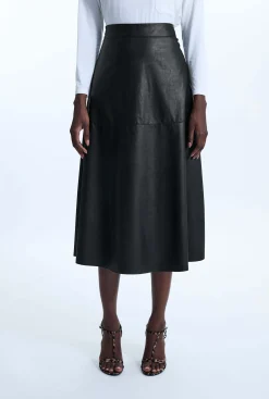 James Lakeland A Line Faux Leather Skirt