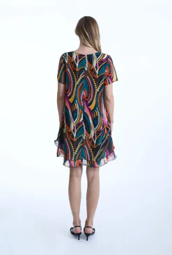 James Lakeland Abstract Print Wave Hem Dress