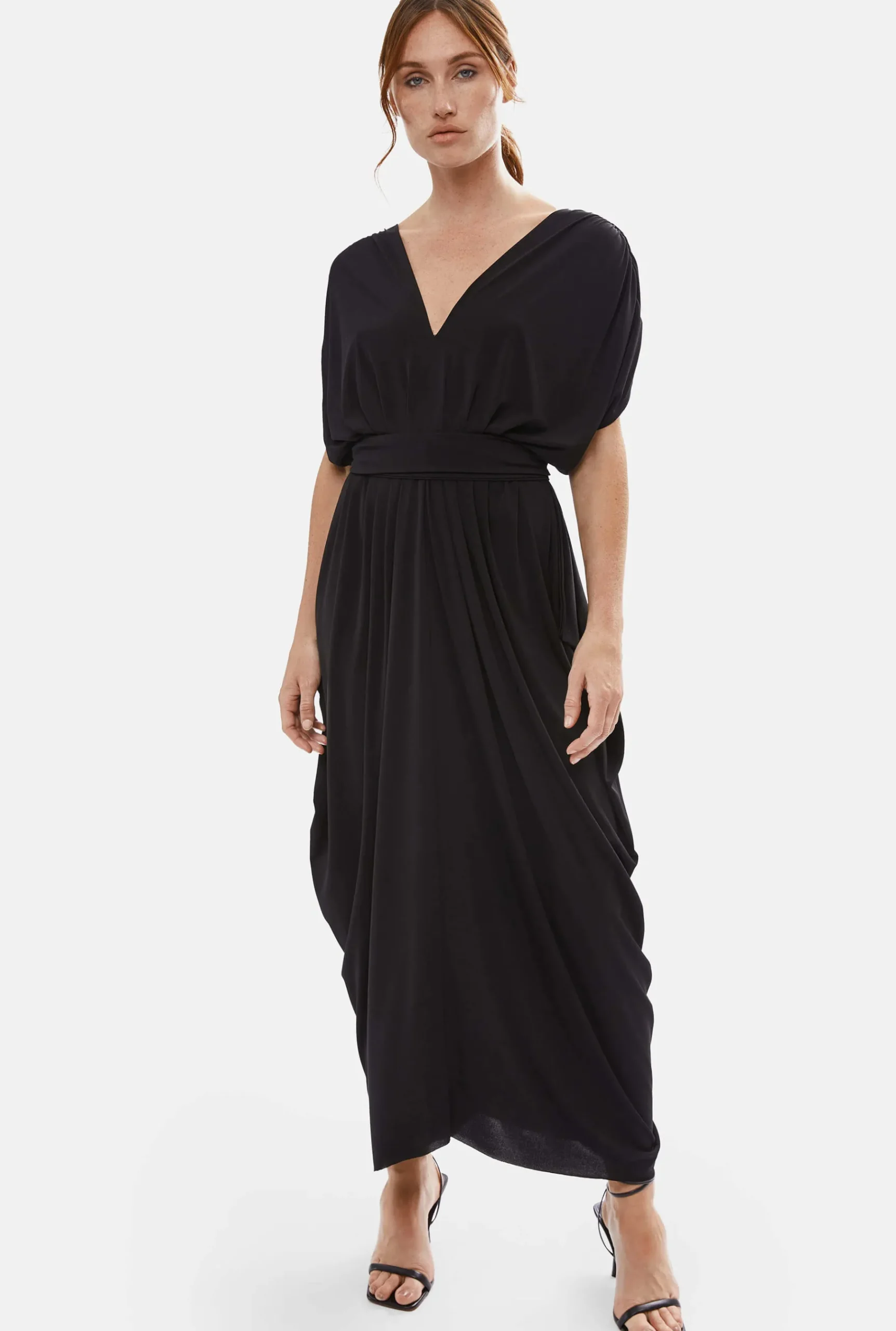 James Lakeland Batwing Pleated Maxi Dress Black