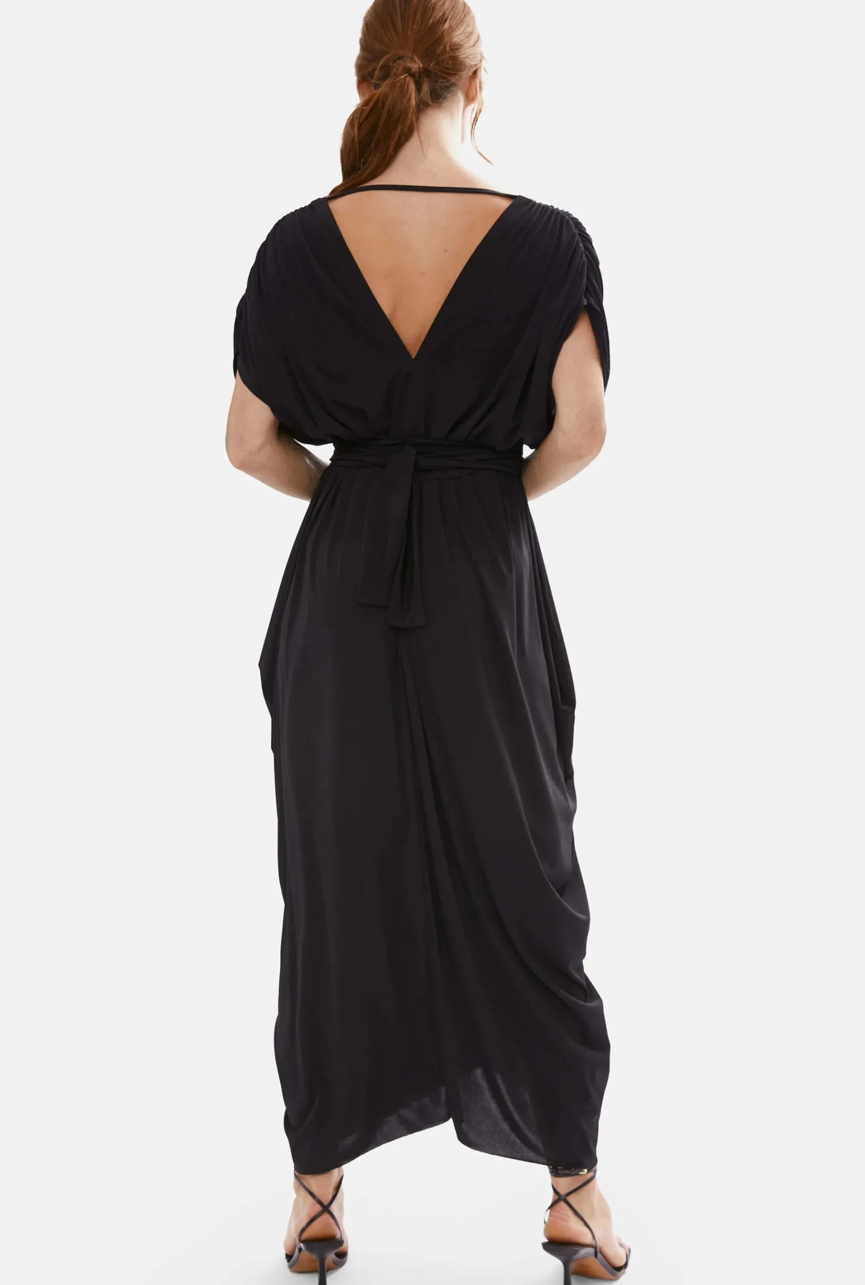 James Lakeland Batwing Pleated Maxi Dress Black