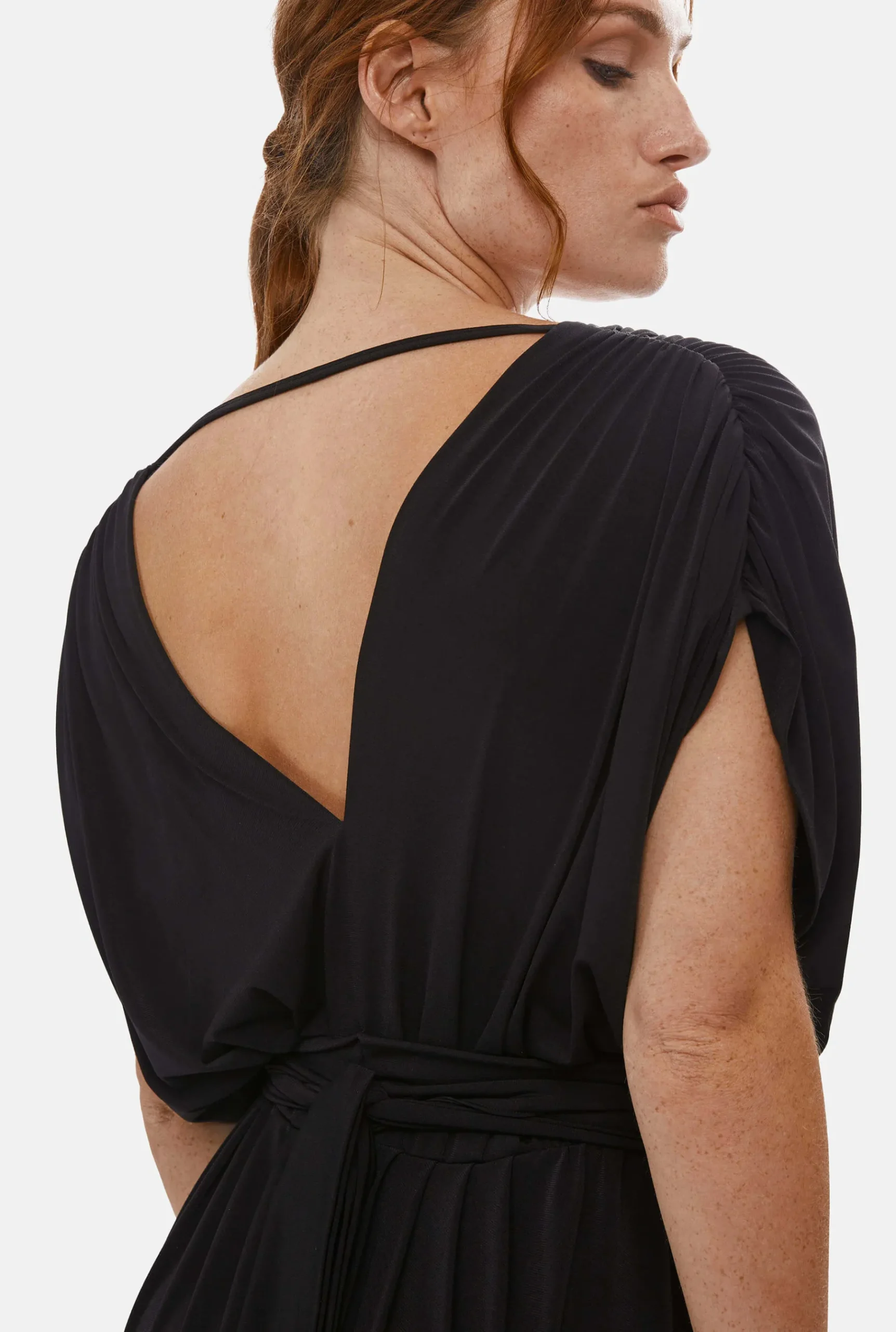 James Lakeland Batwing Pleated Maxi Dress Black