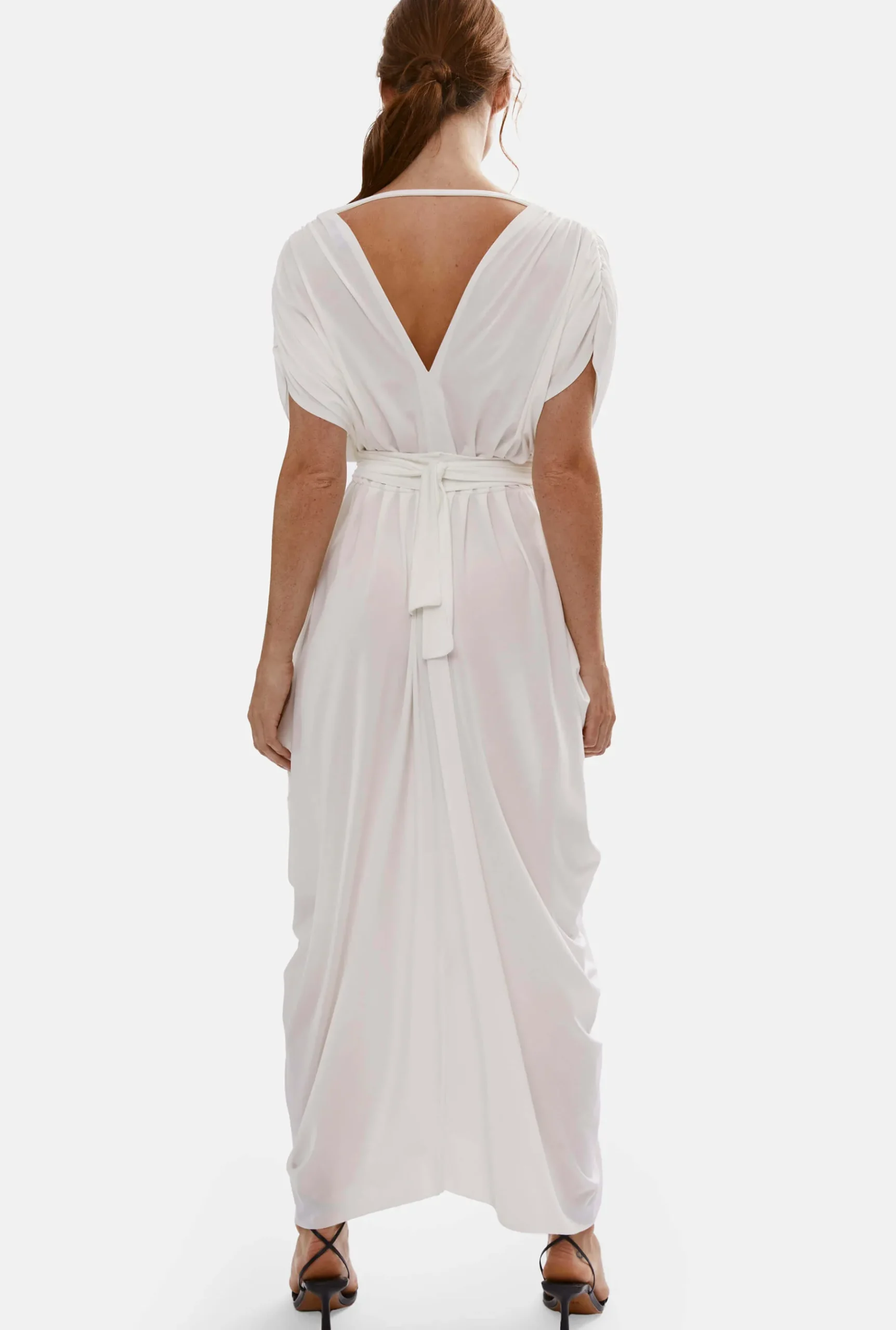 James Lakeland Batwing Pleated Maxi Dress Cream