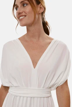 James Lakeland Batwing Pleated Maxi Dress Cream