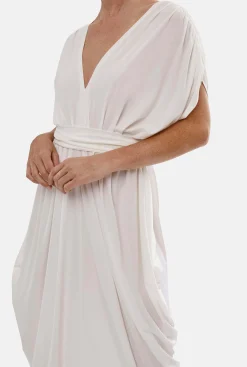 James Lakeland Batwing Pleated Maxi Dress Cream