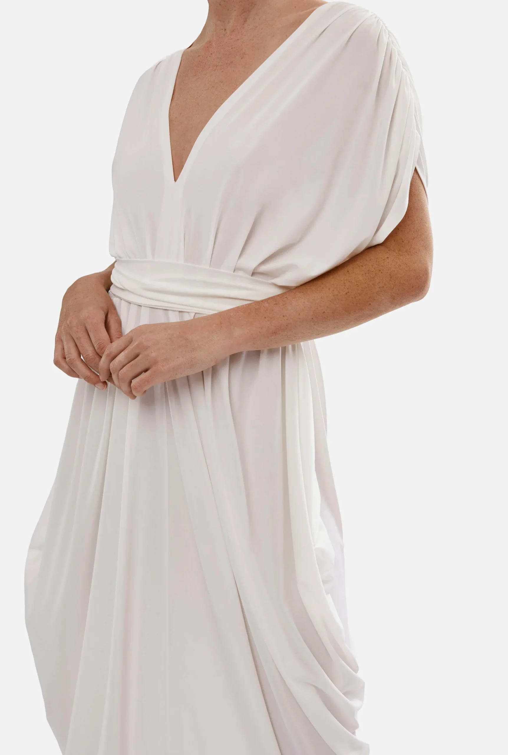 James Lakeland Batwing Pleated Maxi Dress Cream