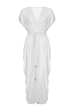 James Lakeland Batwing Pleated Maxi Dress Cream