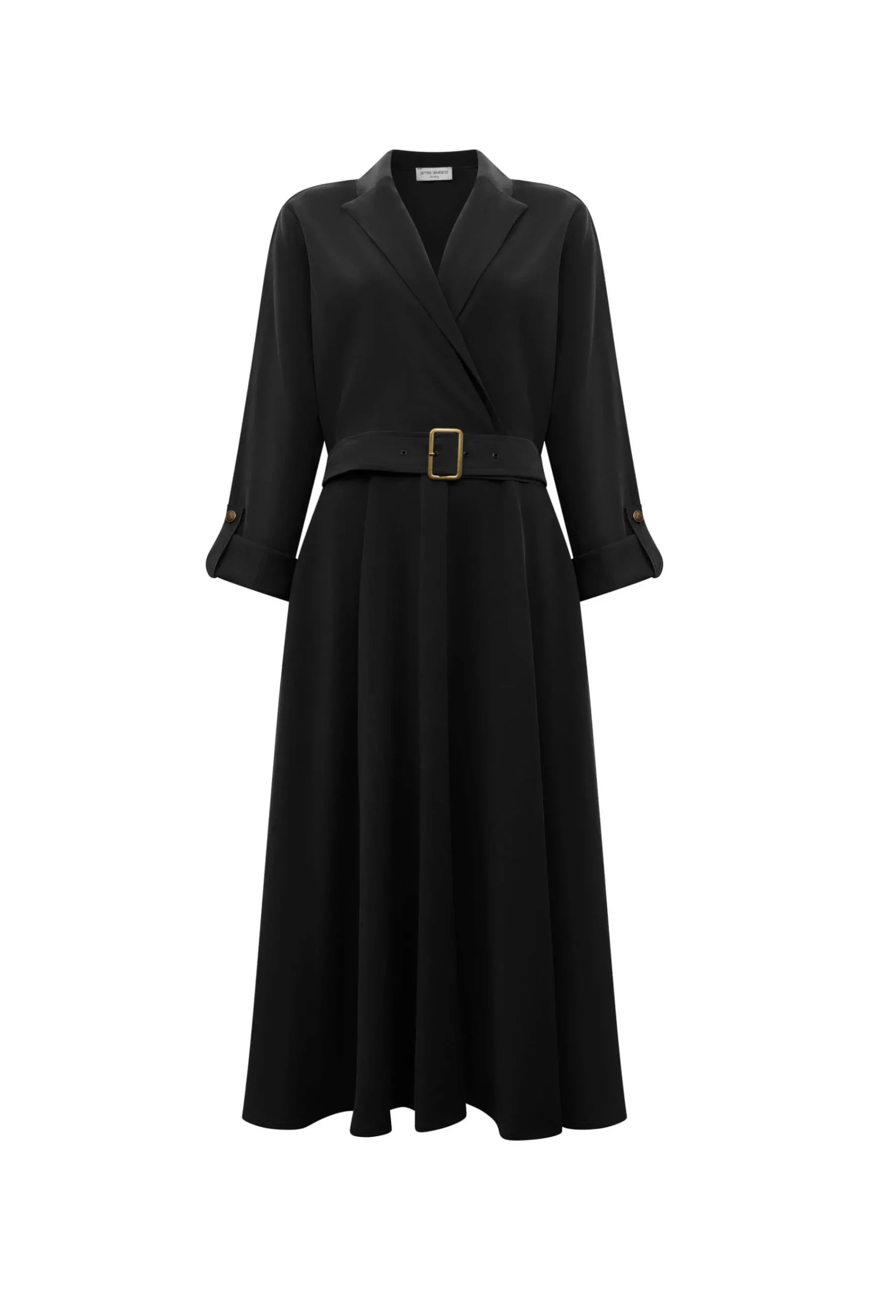 James Lakeland Belted Black Suit Midi Dress