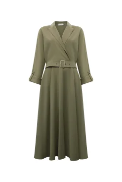 James Lakeland Belted Green Suit Midi Dress