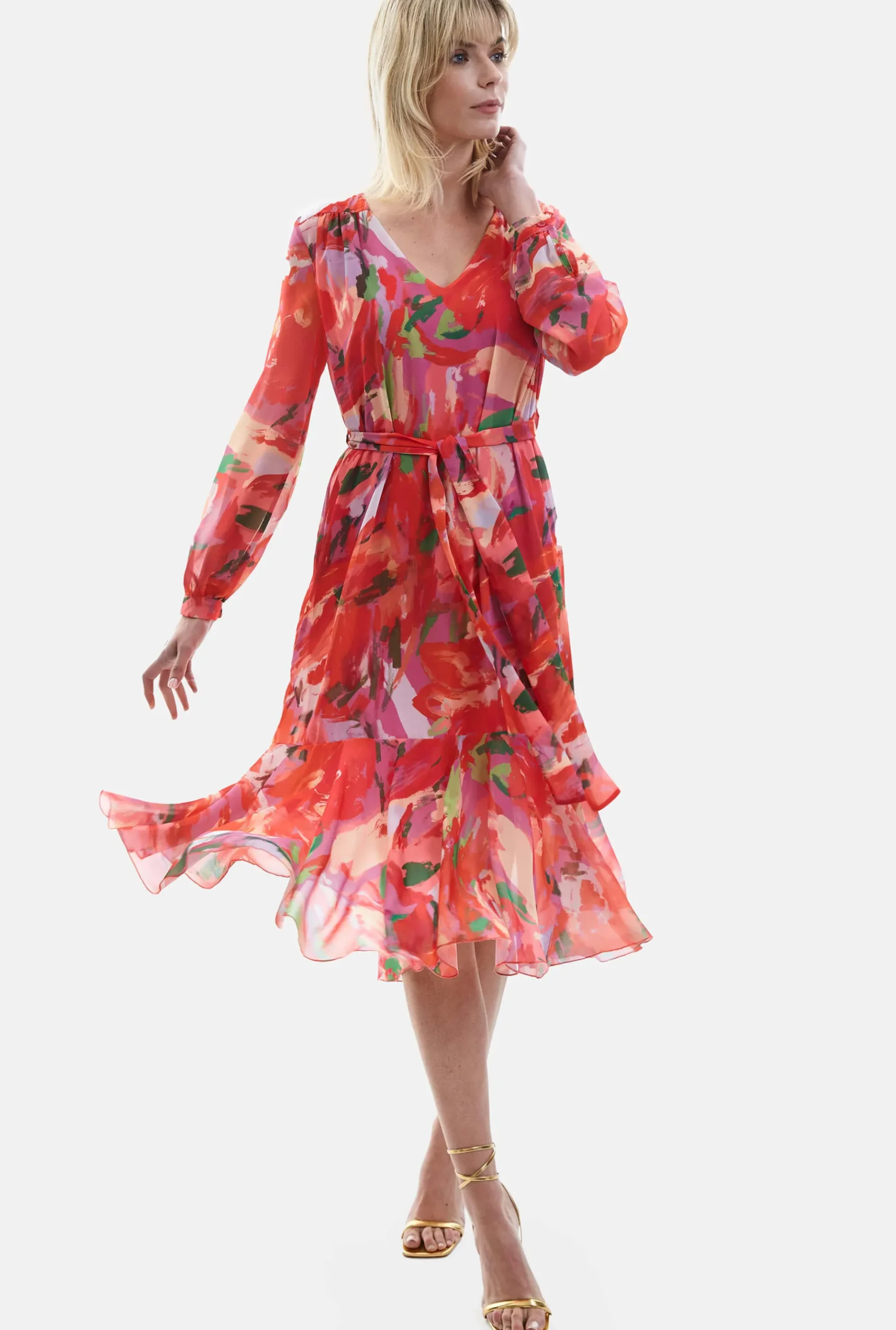 James Lakeland Belted Midi Dress Red