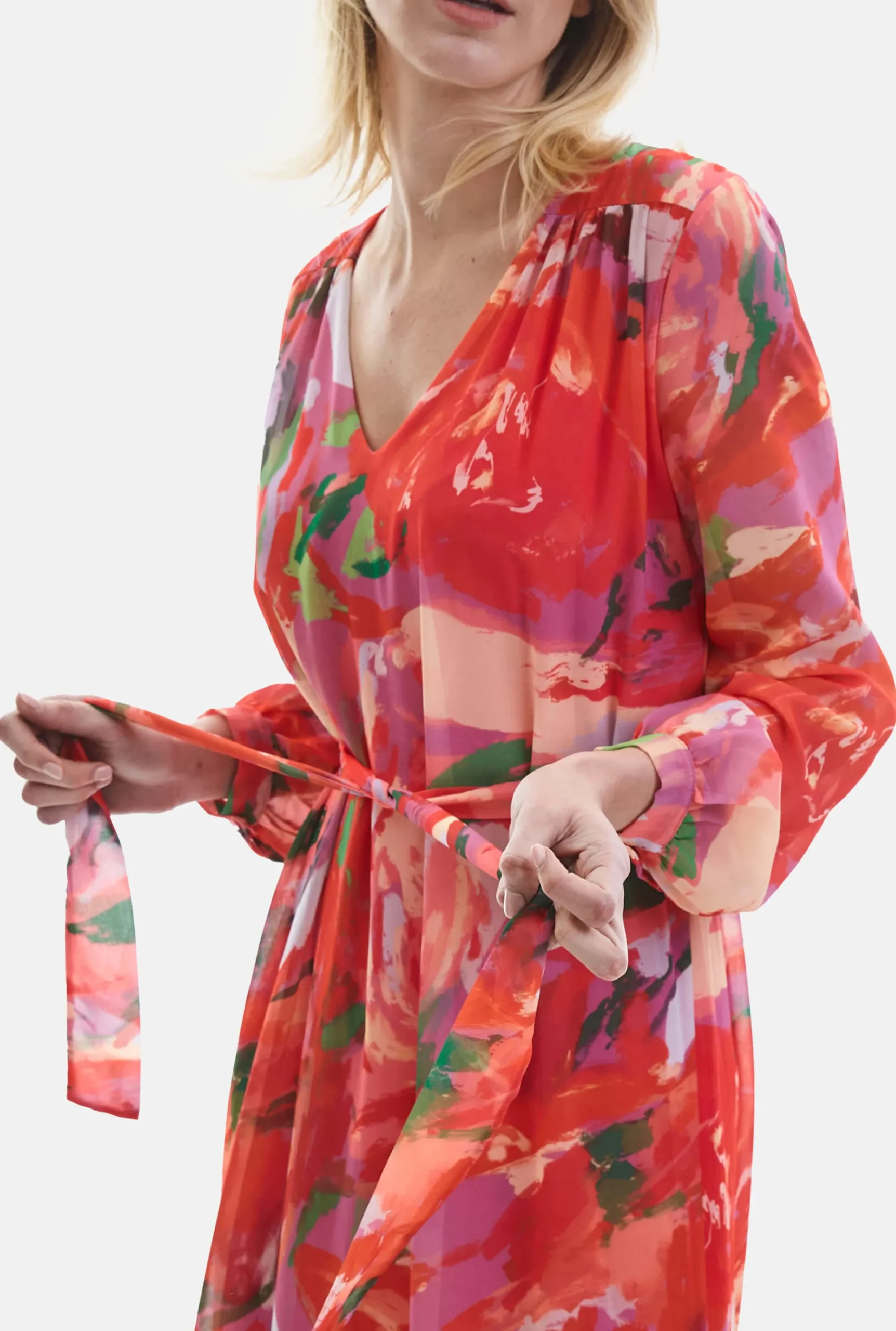 James Lakeland Belted Midi Dress Red