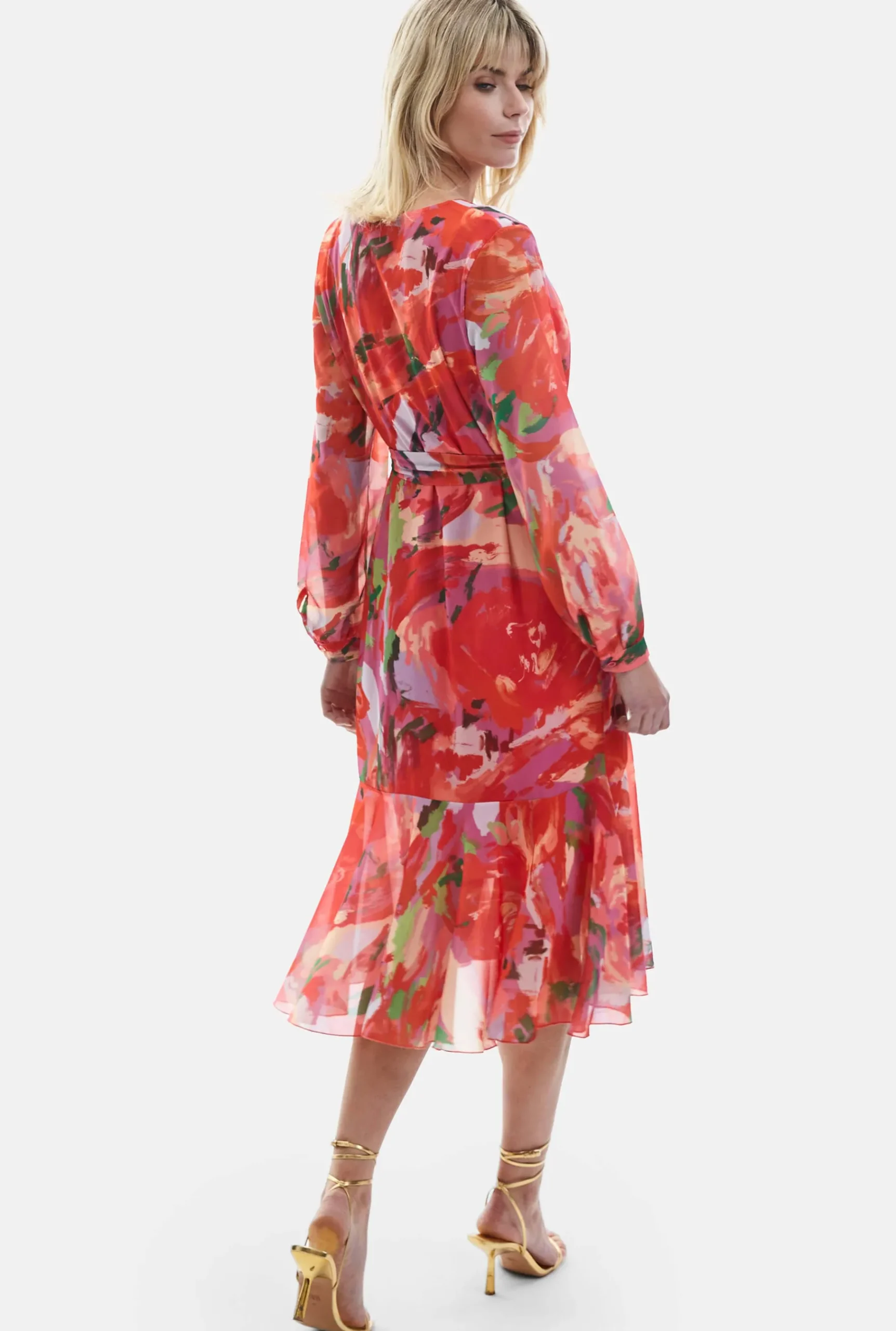 James Lakeland Belted Midi Dress Red