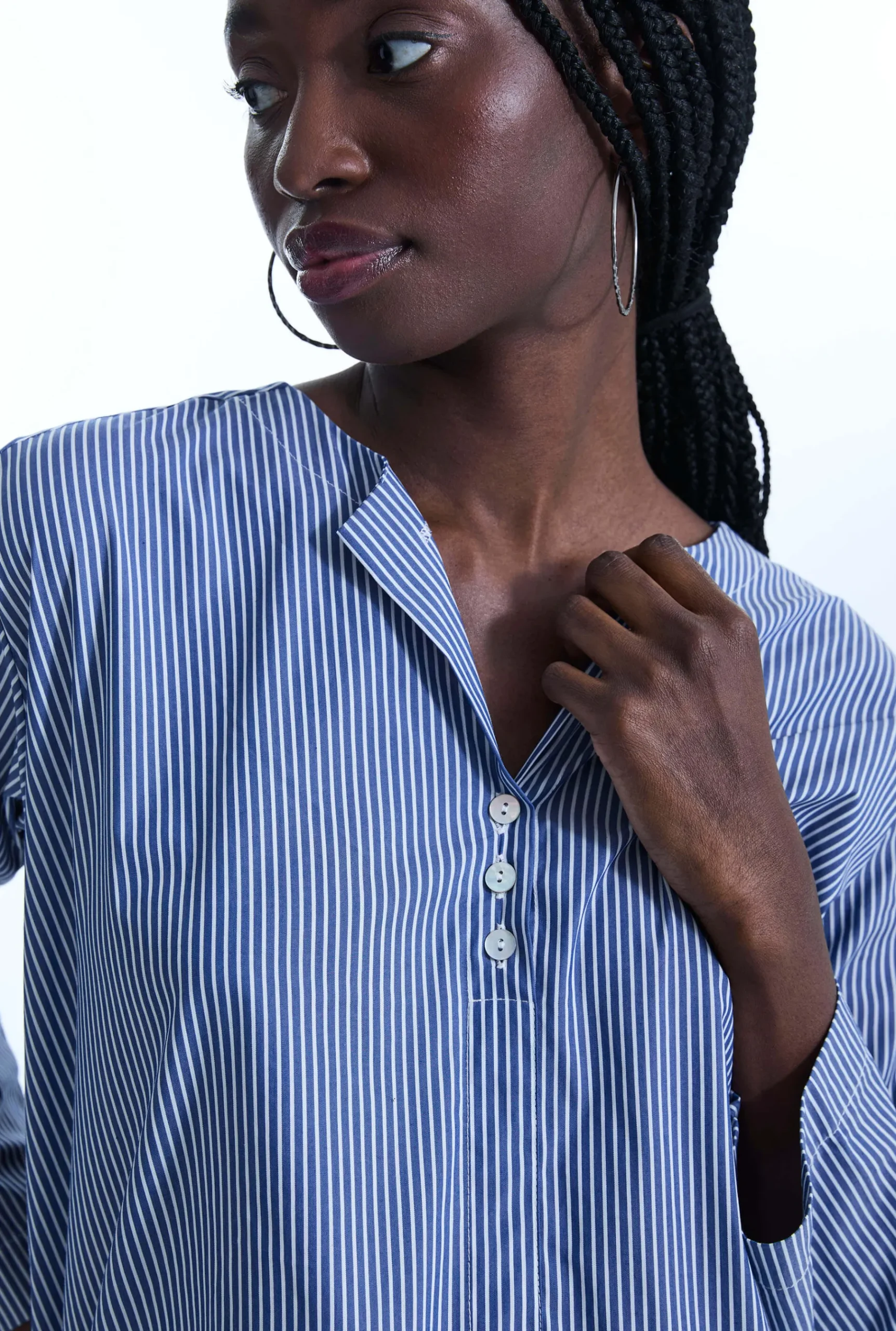 James Lakeland Bi-material Stripped Tunic Top