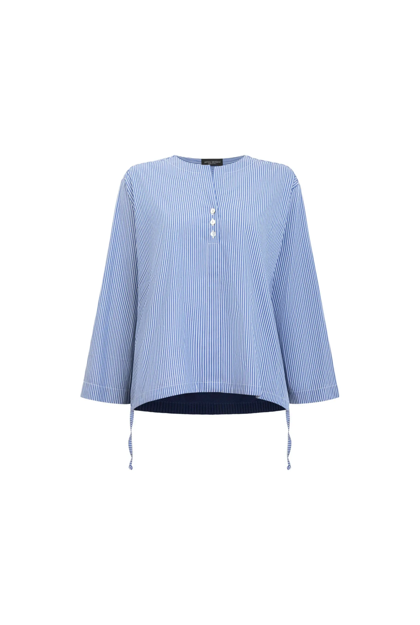 James Lakeland Bi-material Stripped Tunic Top