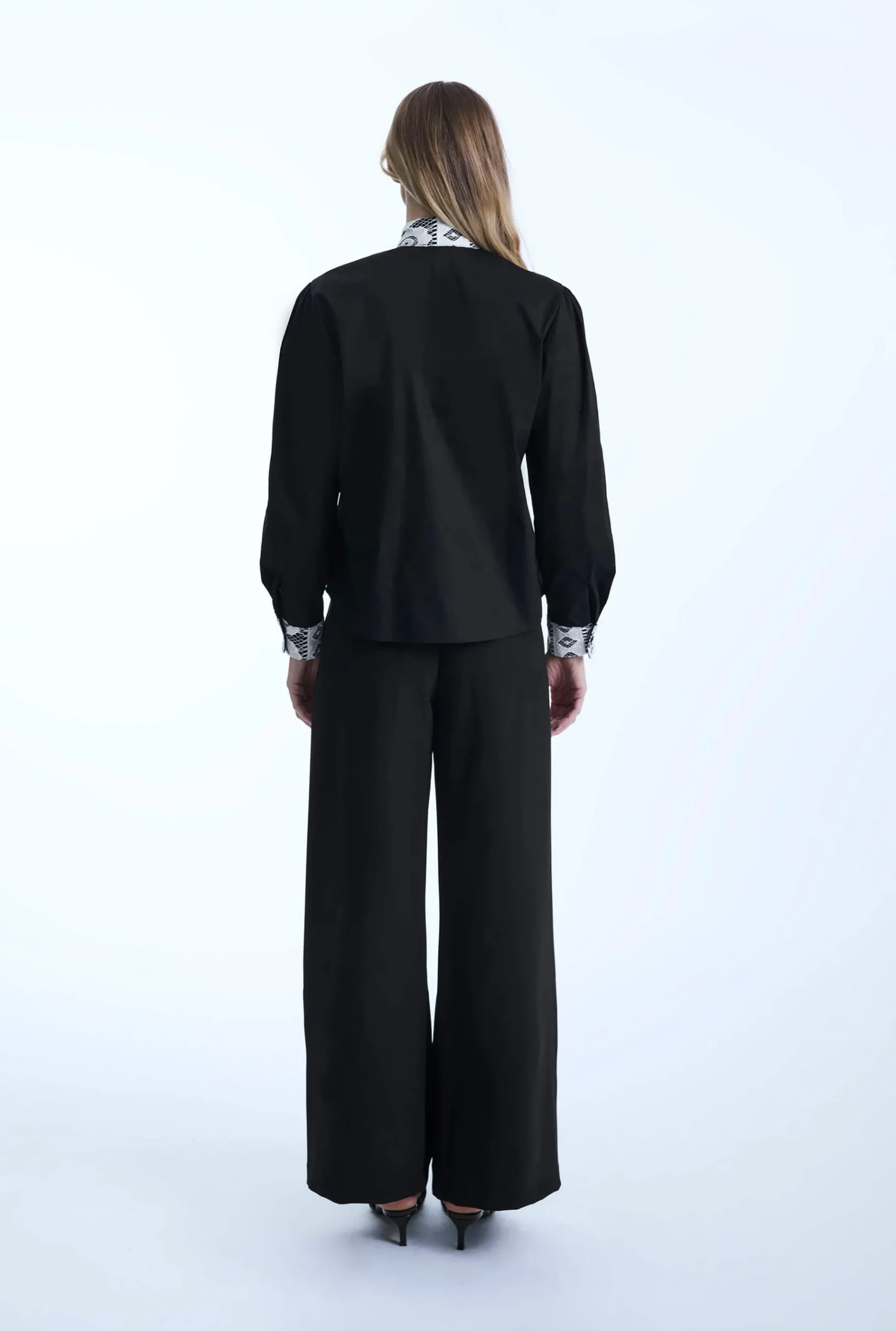James Lakeland Black Crochet Tie Shirt