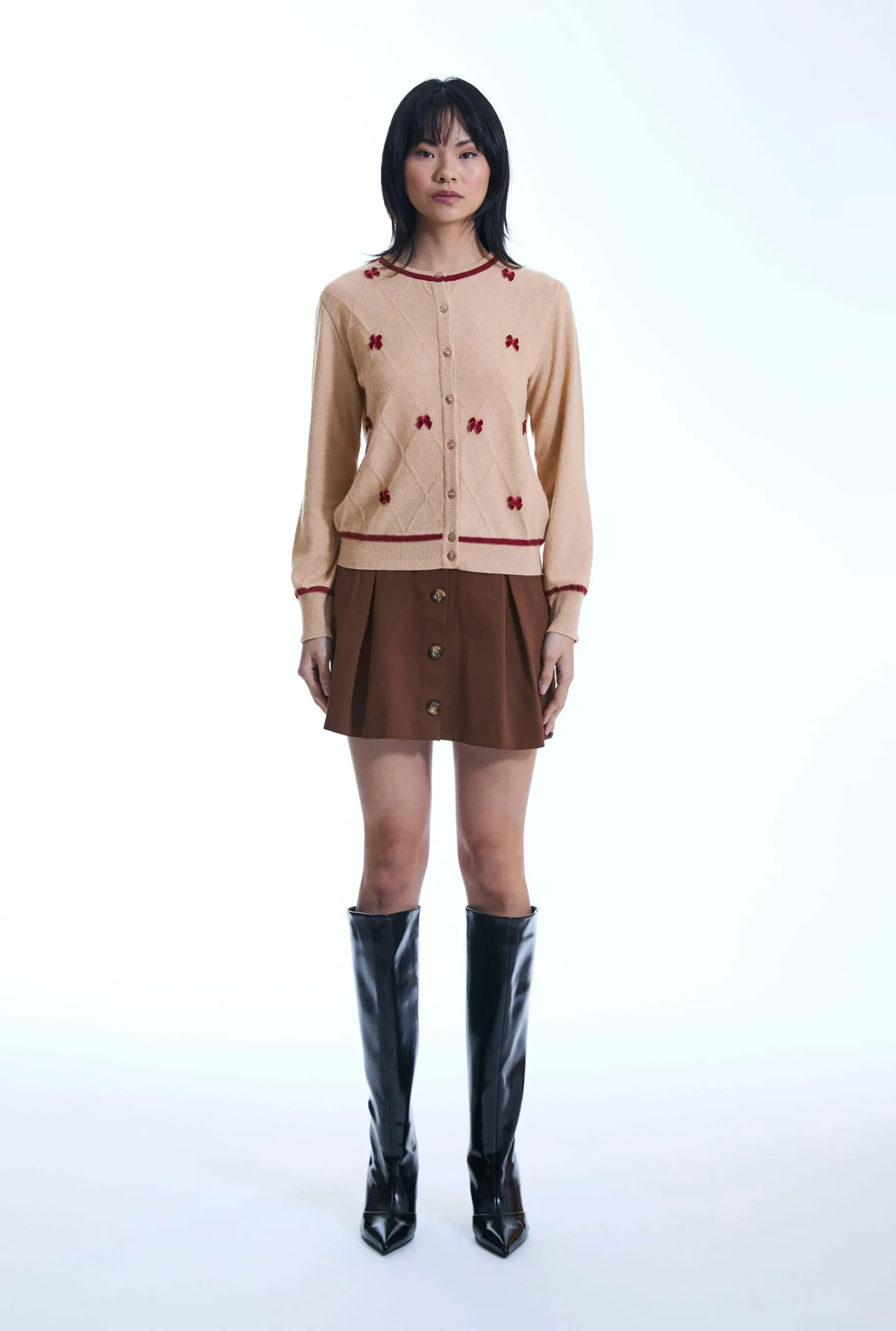 James Lakeland Bow Detail Camel Cardigan