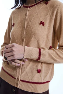 James Lakeland Bow Detail Camel Cardigan