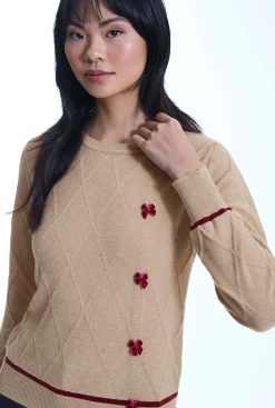 James Lakeland Bow Detail Camel Jumper