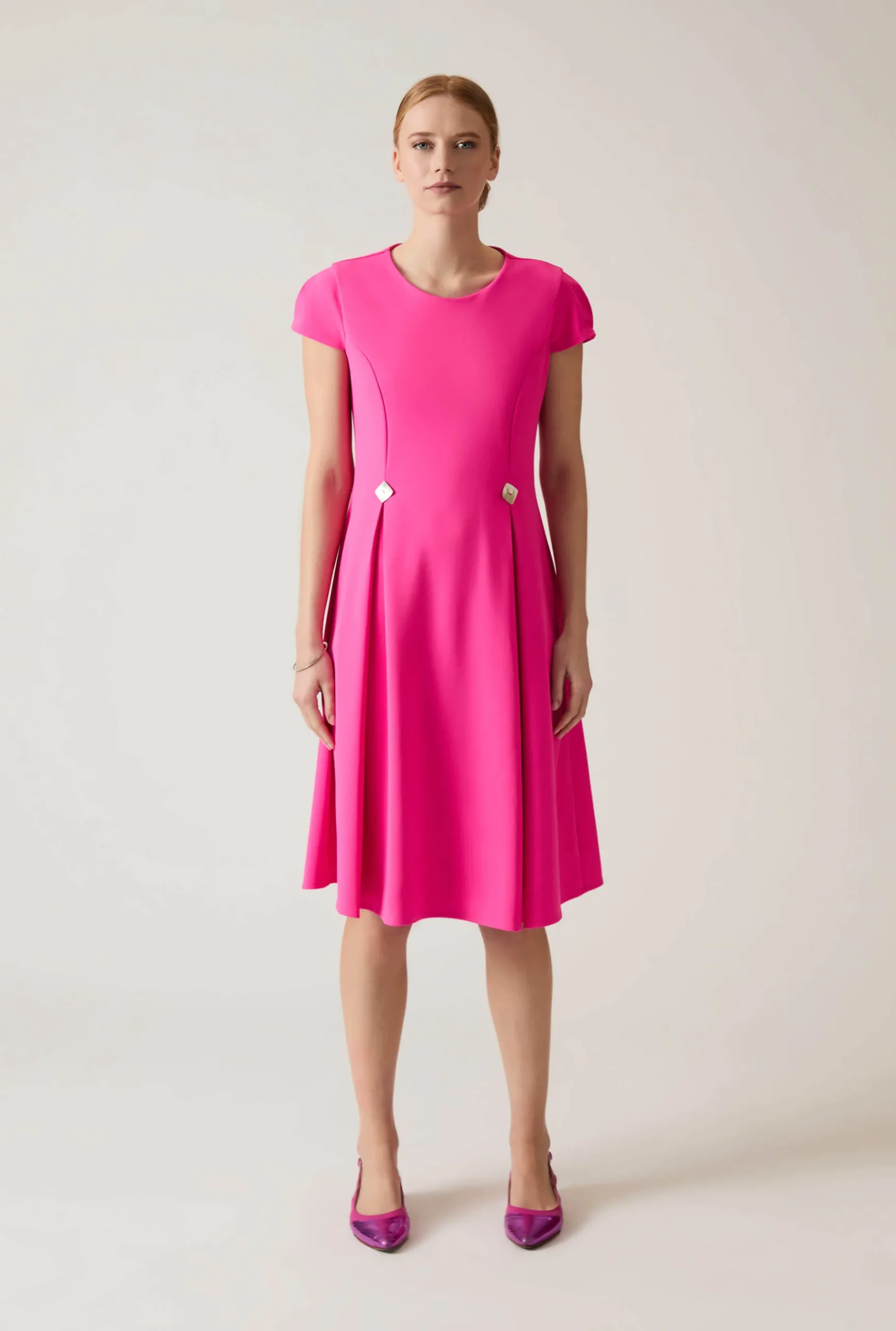James Lakeland Button Fuchsia Dress