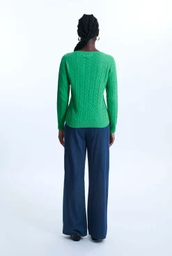 James Lakeland Cable Knit Jumper Green