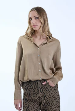 James Lakeland Camel Satin Finish Shirt