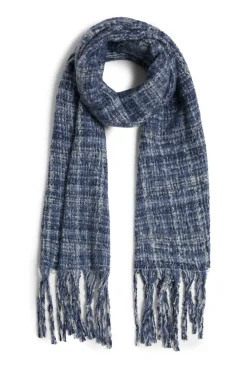 James Lakeland Check Detail Blanket Scarf Blue