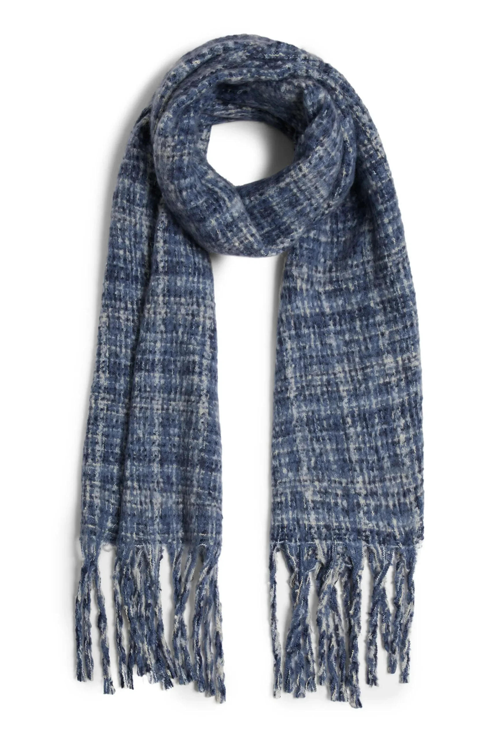 James Lakeland Check Detail Blanket Scarf Blue