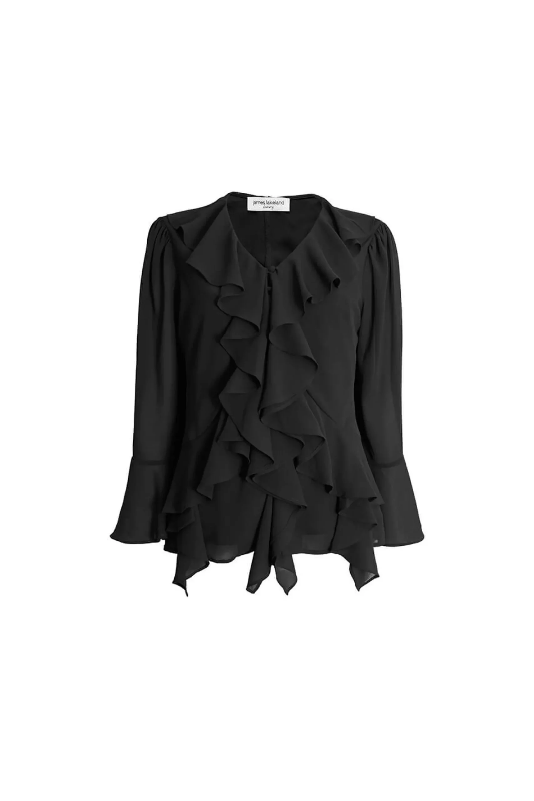 James Lakeland Chiffon Ruffle Black Shirt