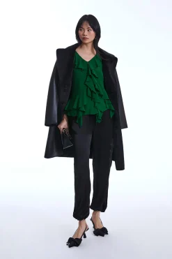James Lakeland Chiffon Ruffle Green Shirt