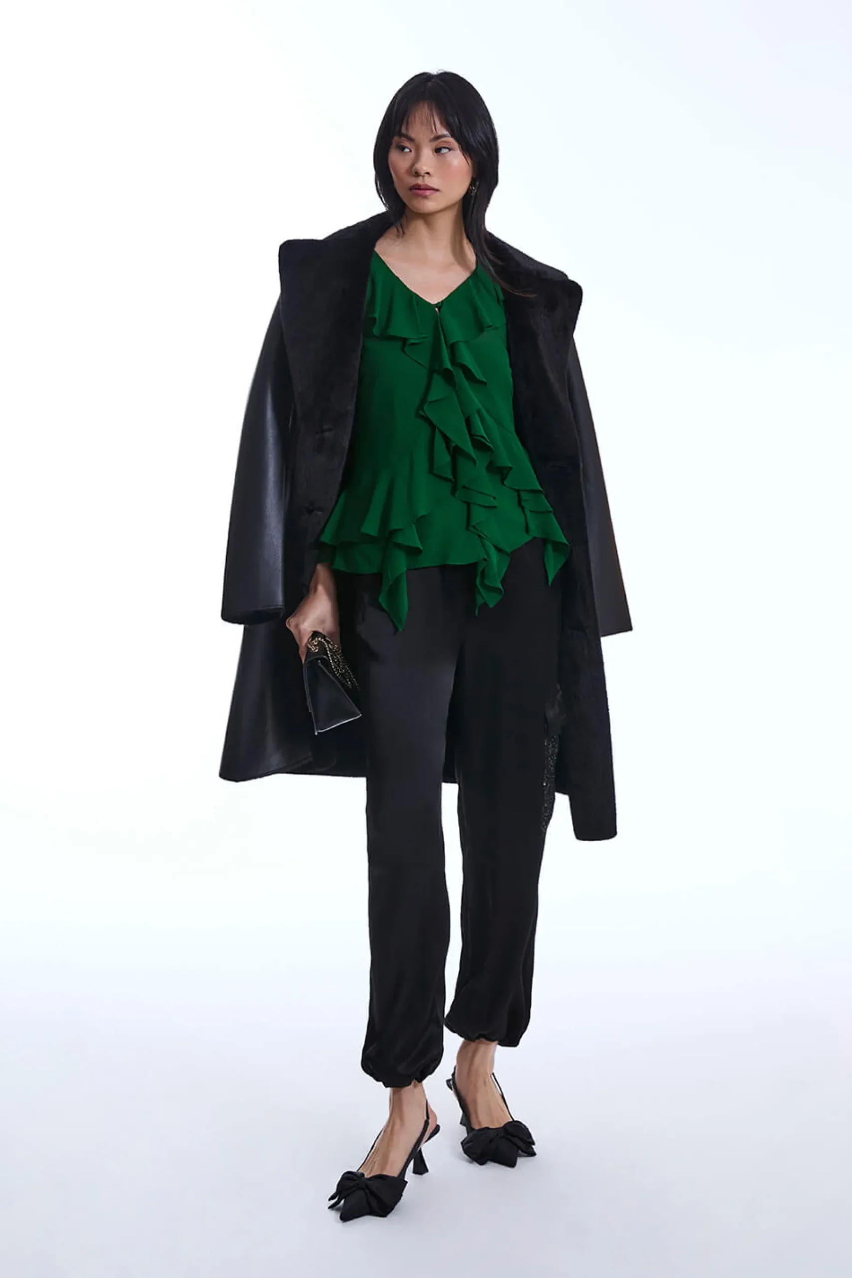 James Lakeland Chiffon Ruffle Green Shirt