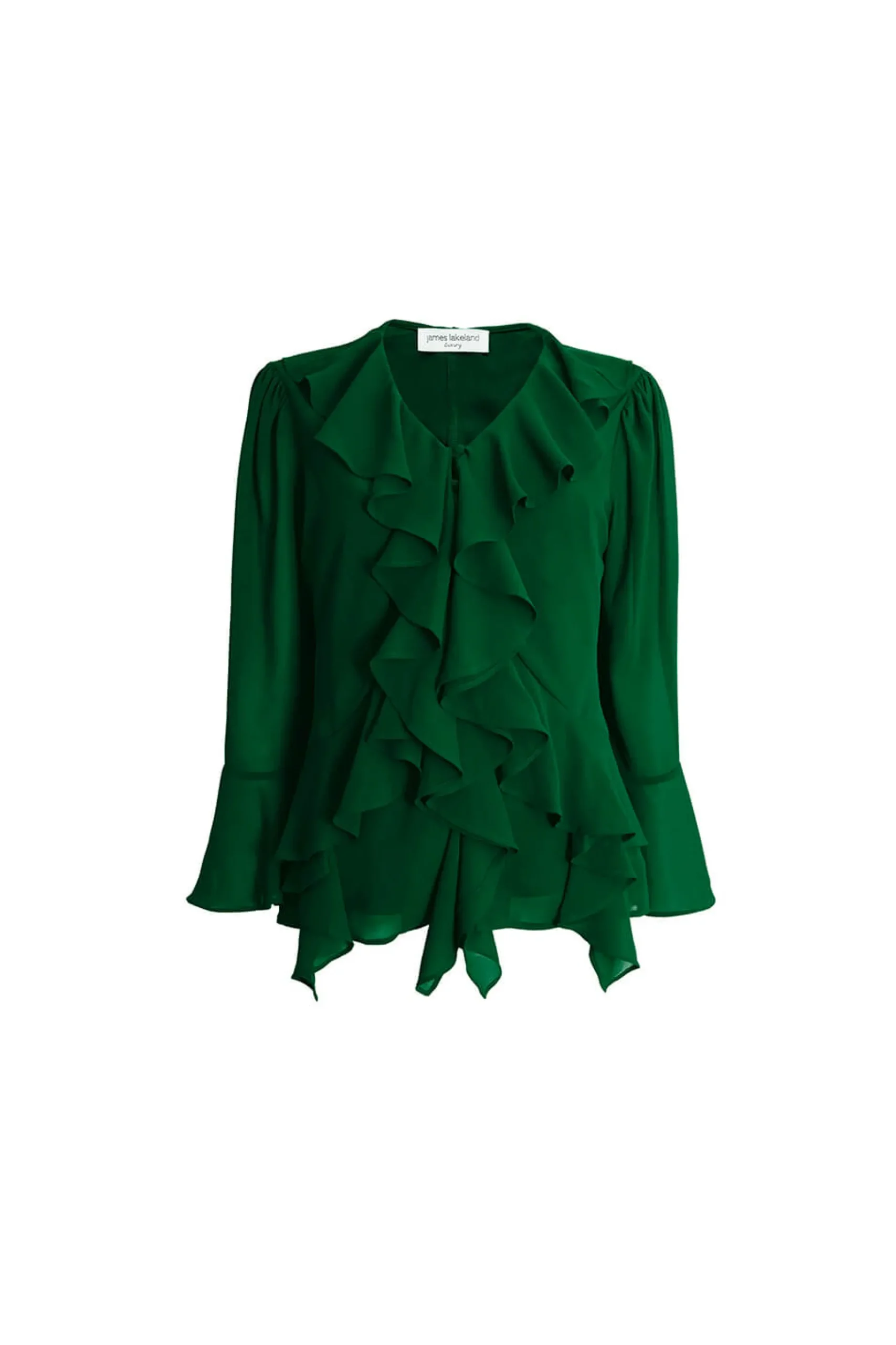James Lakeland Chiffon Ruffle Green Shirt