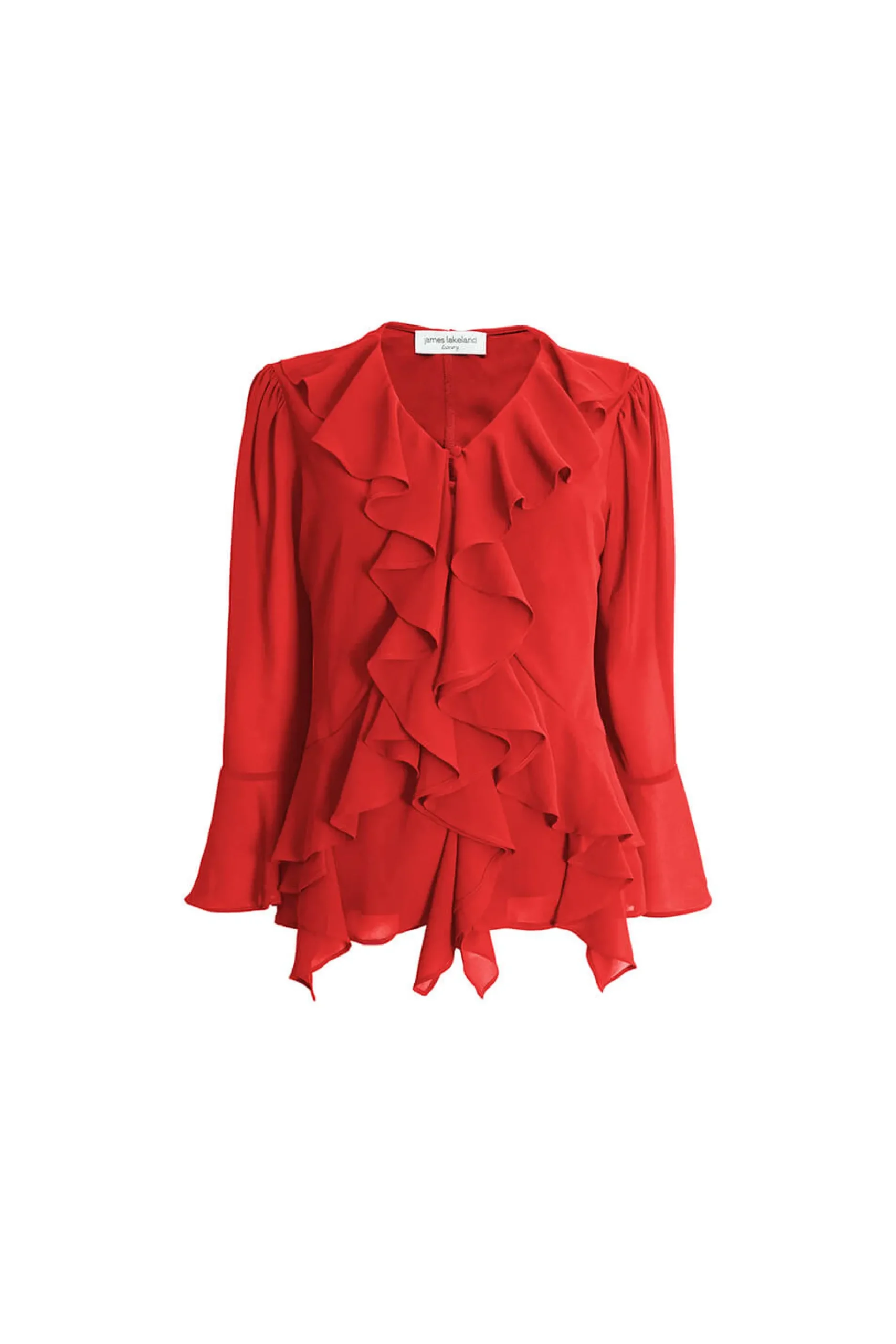 James Lakeland Chiffon Ruffle Red Shirt