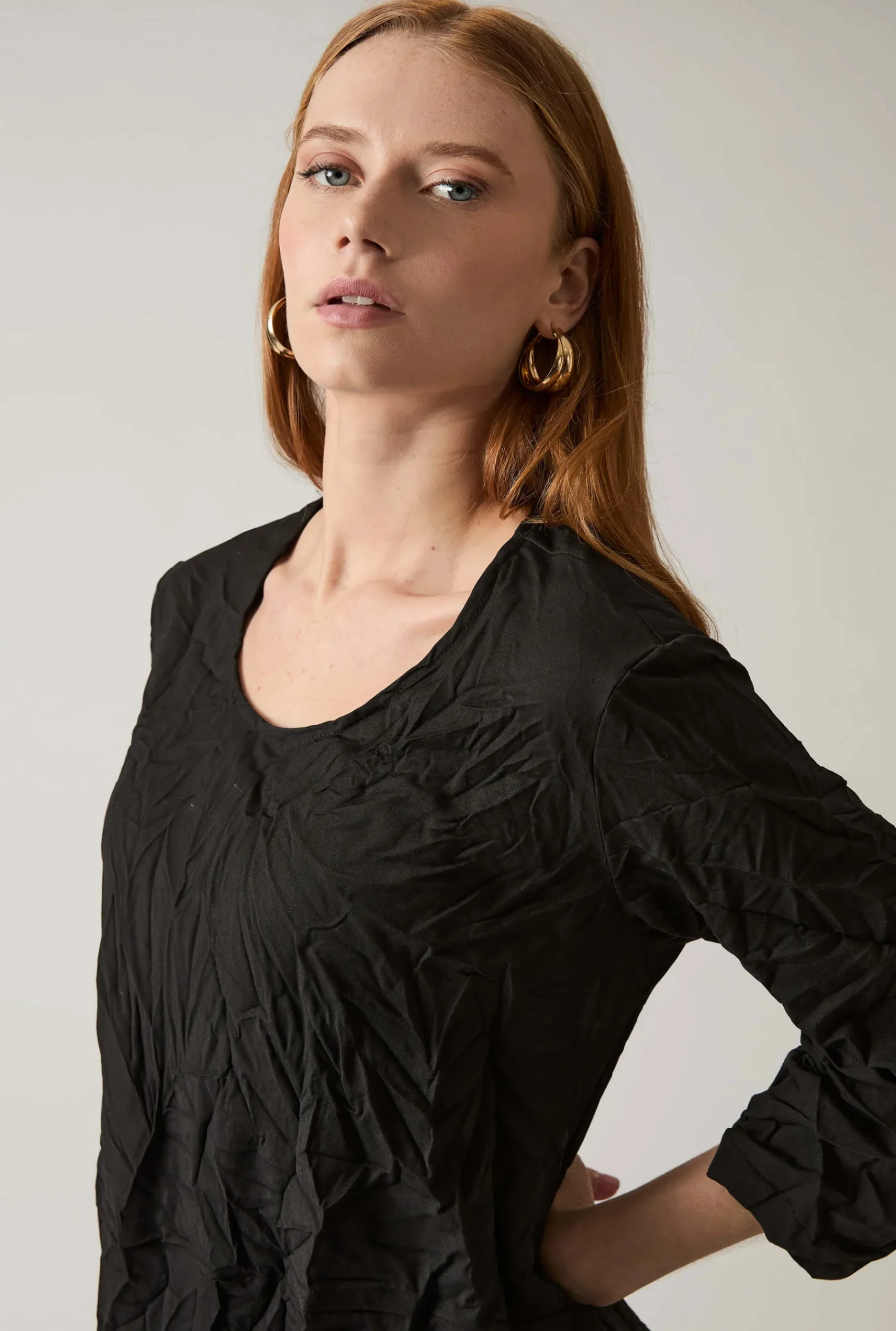 James Lakeland Crinkled Black Maxi Dress