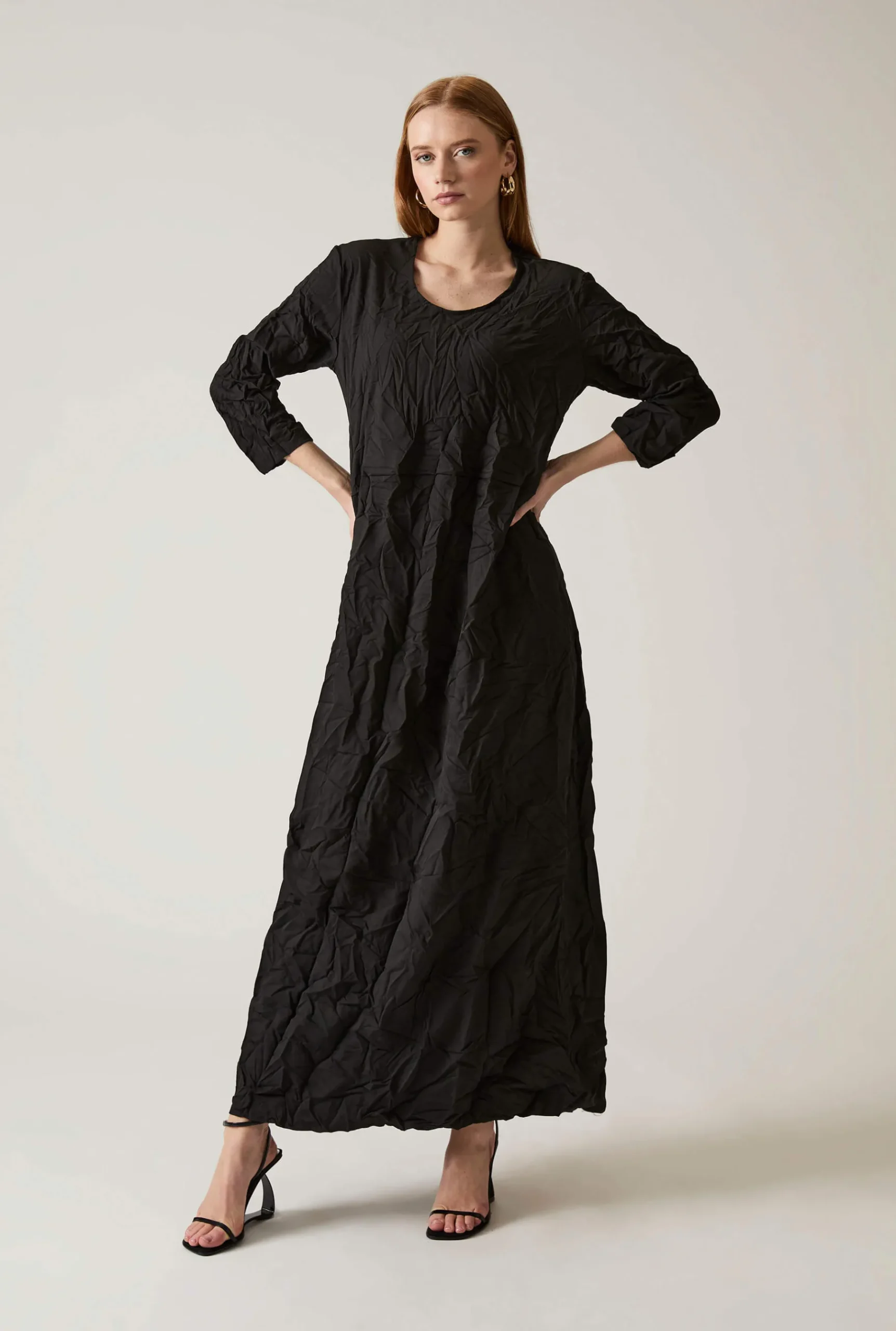 James Lakeland Crinkled Black Maxi Dress