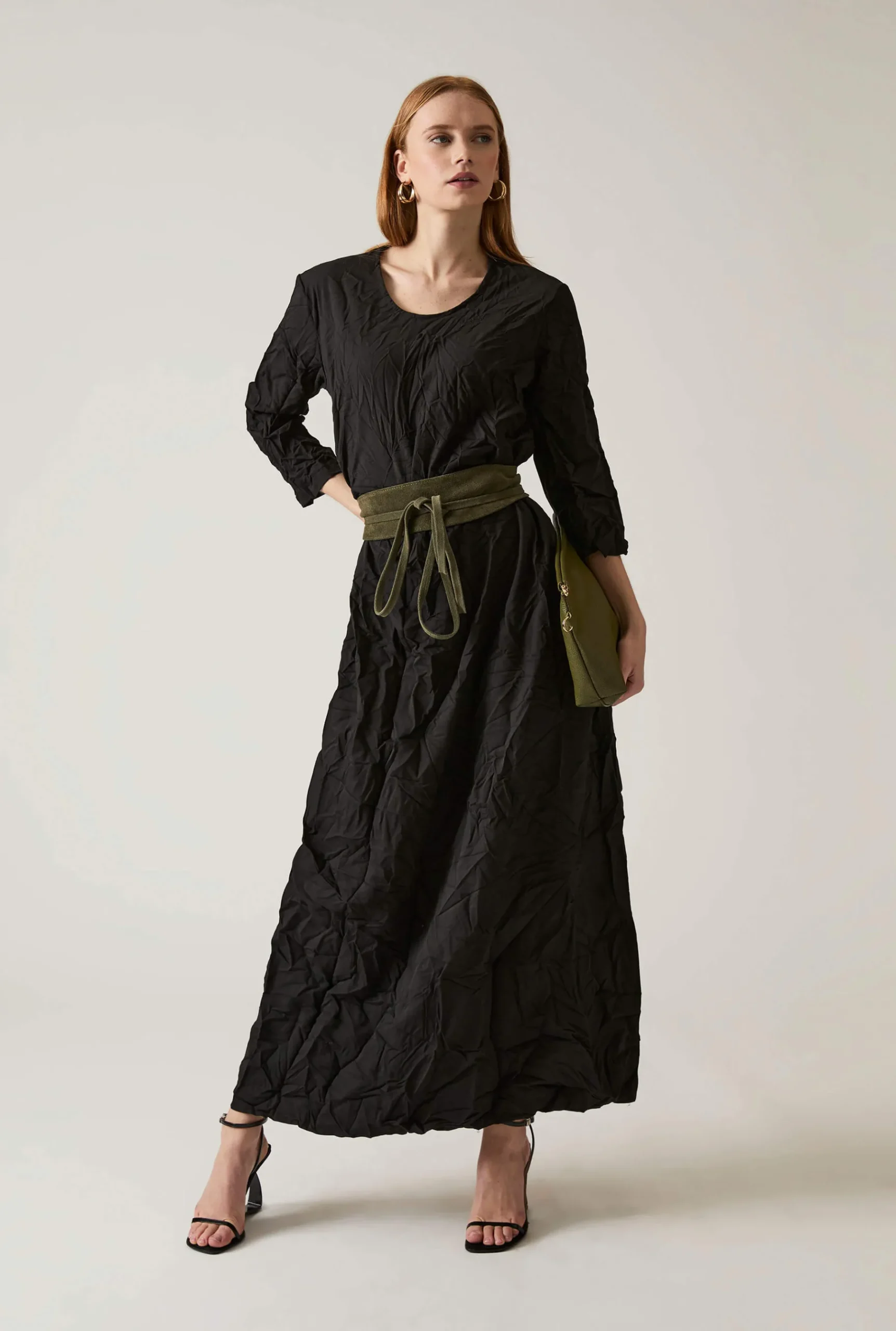James Lakeland Crinkled Black Maxi Dress