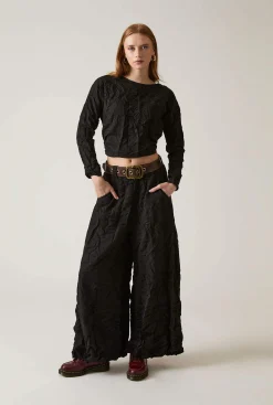 James Lakeland Crinkled Black Trousers