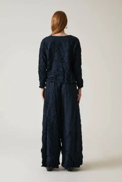 James Lakeland Crinkled Navy Trousers