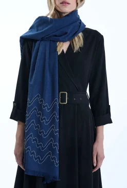 James Lakeland Crystal Wave Navy Scarf