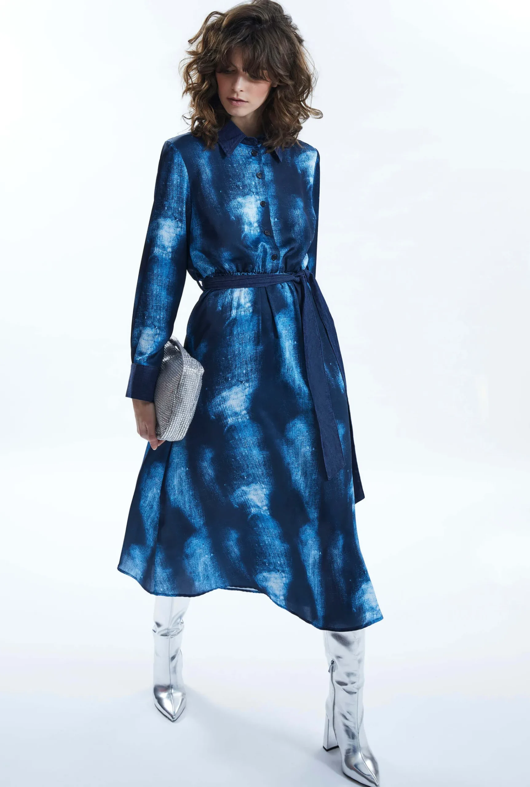 James Lakeland Denim Print Midi Dress