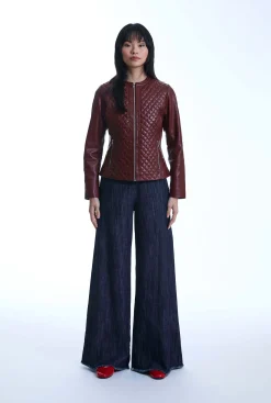 James Lakeland Diamond Burgundy Leather Jacket