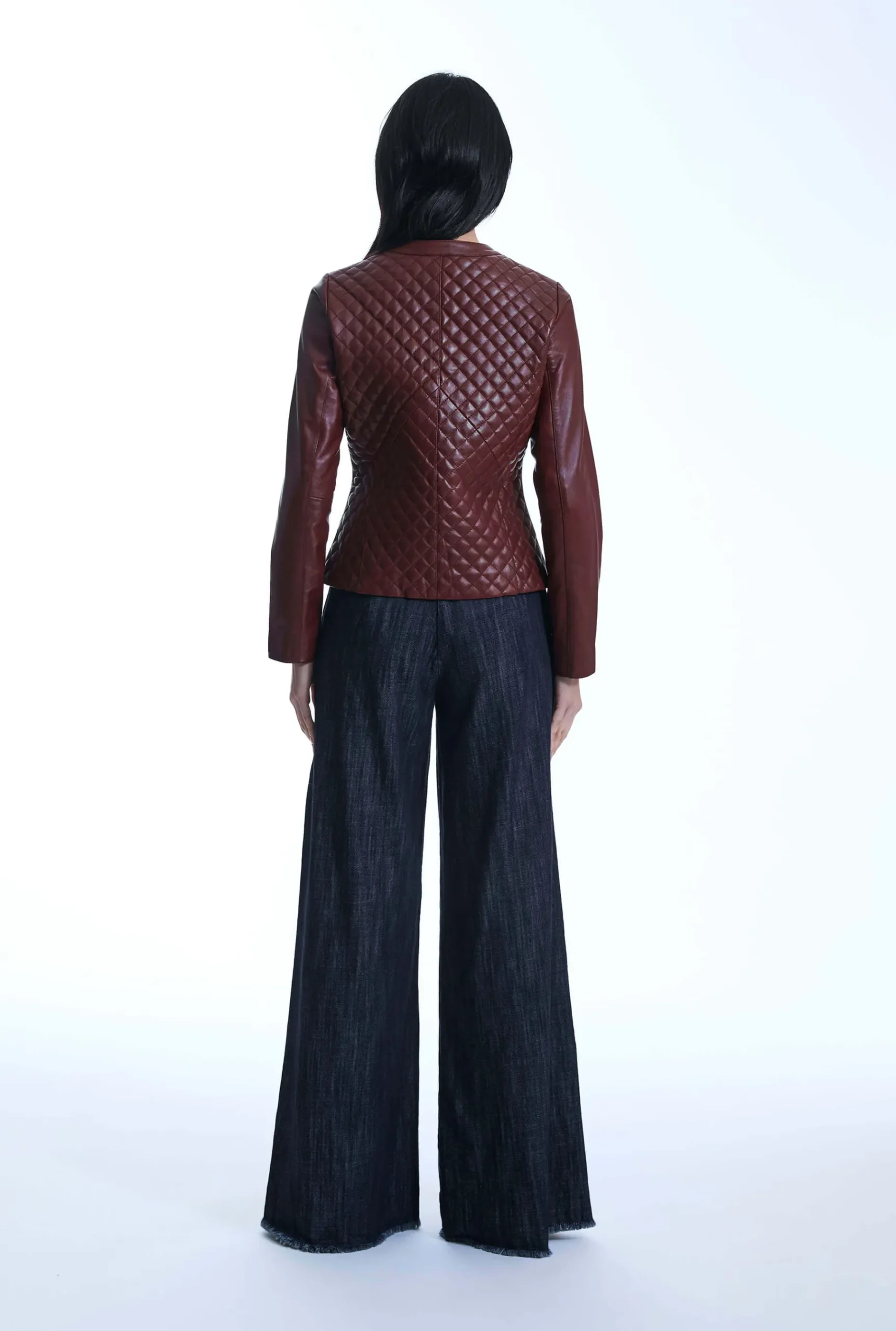 James Lakeland Diamond Burgundy Leather Jacket