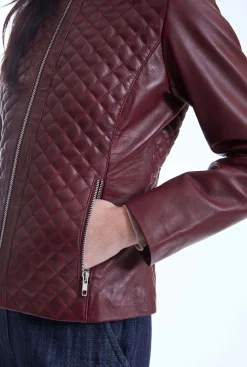 James Lakeland Diamond Burgundy Leather Jacket