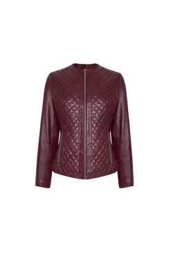 James Lakeland Diamond Burgundy Leather Jacket
