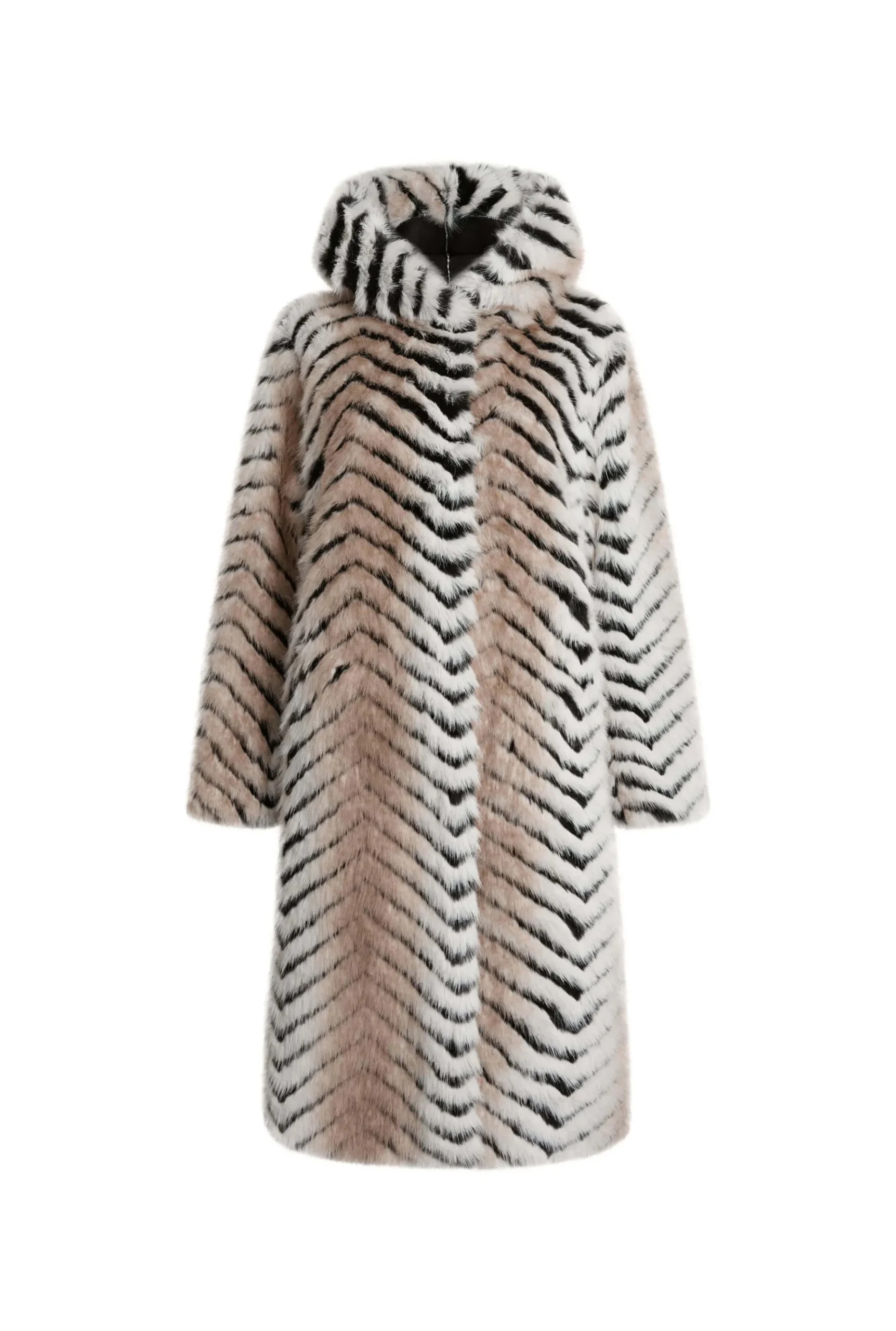 James Lakeland Faux Fox Belted Long Coat