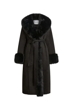 James Lakeland Faux Fur Cuff Belted Coat