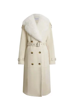 James Lakeland Faux Fur Suede Beige Coat