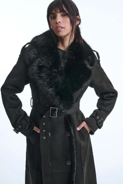 James Lakeland Faux Fur Suede Black Coat
