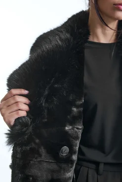 James Lakeland Faux Fur Suede Black Coat