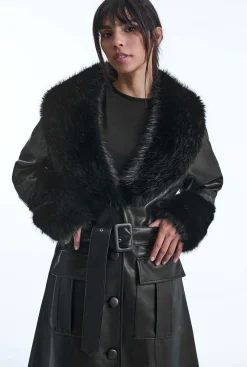 James Lakeland Faux Leather Black Coat
