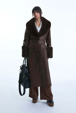 James Lakeland Faux Leather Brown Coat