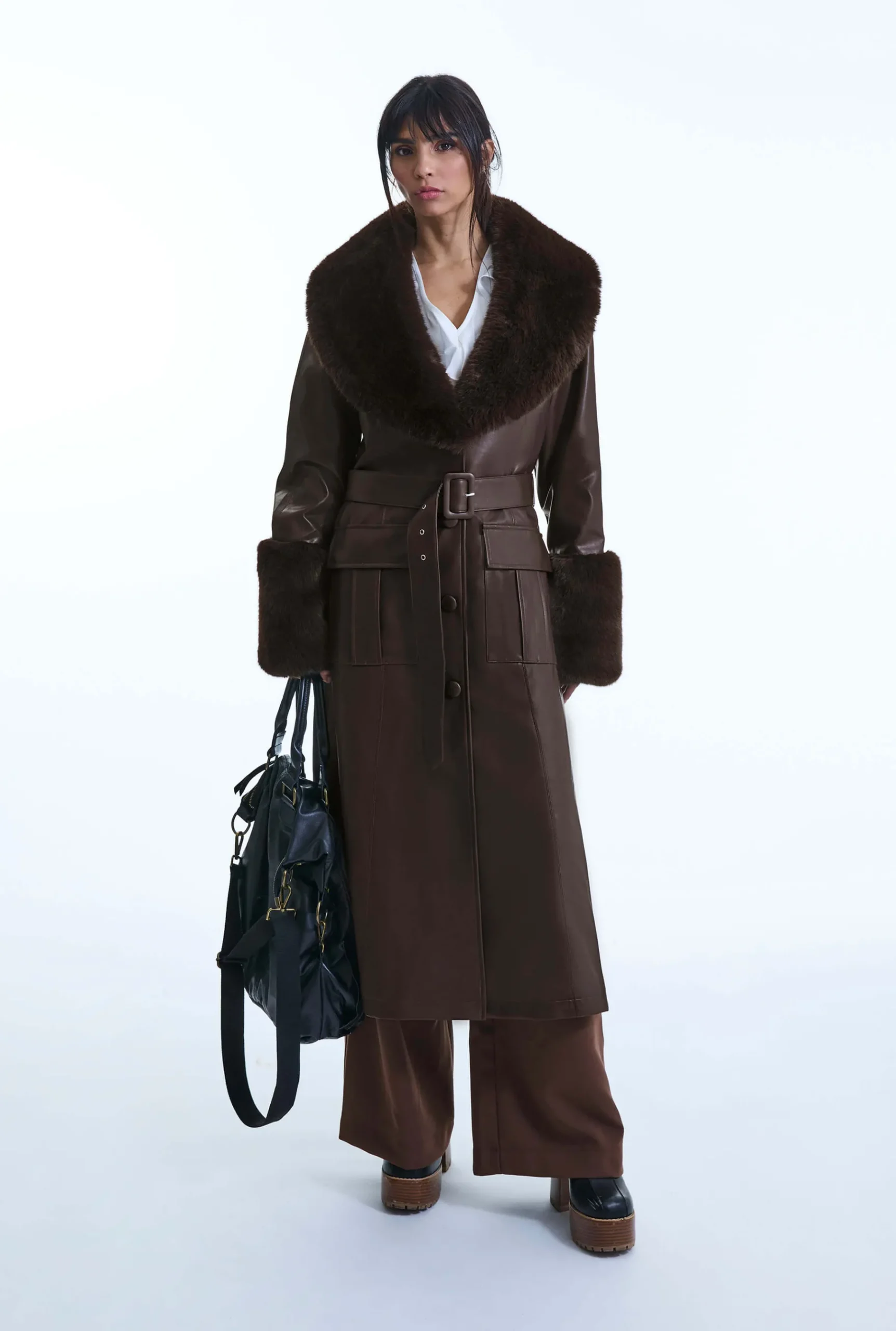 James Lakeland Faux Leather Brown Coat